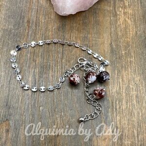 Dragon vein agate bracelet gold chunky chain bracelet adjustable/ one size